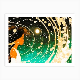 Woman In Space Art Print