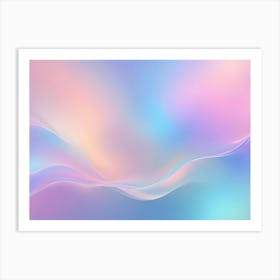 Abstract Background With A Smooth, Flowing Wave Of Blue, Pink, And Peach Colors On A Gradient Background Of Purple, Pink, And Blue Art Print