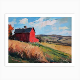 Red Barn Among The Fields - expressionism Art Print