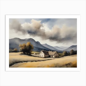 Cloud Oil Painting Farmhouse Nursery French Countryside (12) Art Print