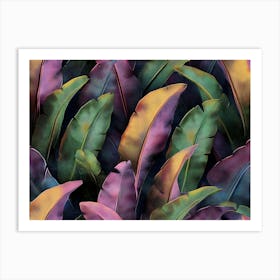 Banana Trees Plantation, Colorful Textured Leaves Art Print