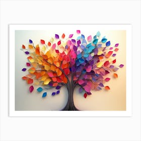 3d Abstract Colorful Tree with Hanging Branches and Multicolored 1 Art Print