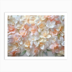 3d Floral Wall Capturing the Delicate Beauty Of Blooming Freesias Art Print