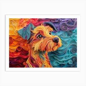 Irish Terrier Paper Quilling Dog Portrait II Art Print