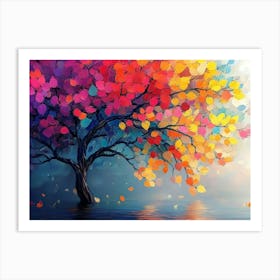 Elegant Colorful Tree with Colorful Leaves 5 Art Print