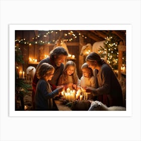 Family At Christmas Art Print