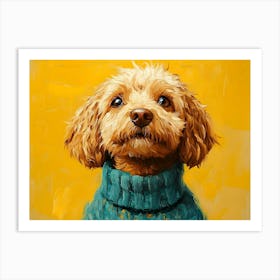 Labradoodle In Blue Sweater Art Print