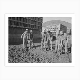 Untitled Photo, Possibly Related To Workmen Using Viberators Which Spread The Wet Concrete In Construction Of Art Print
