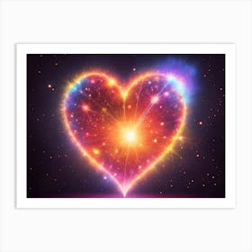 A Colorful Glowing Heart On A Dark Background Horizontal Composition 34 Art Print