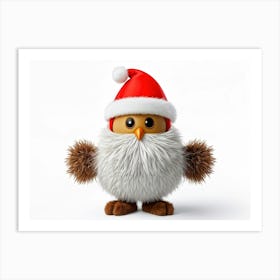 Bubo A Fluffy Winter Stylized Illustration As A Decorative Object For December Donned In A Festive (3) Art Print