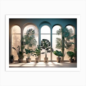 Arched windows with Plants Art Print