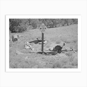 Marker Of Accident On Highway In Bernalillo County, New Mexico By Russell Lee Art Print