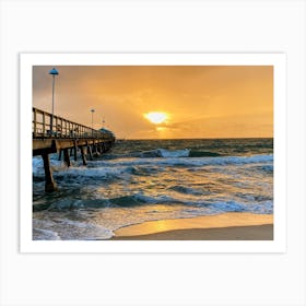 Sunset At The Old Lauderdale By The Sea Pier, Florida Art Print