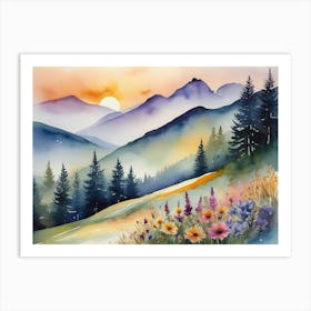 Sunset In The Mountains 15 Art Print