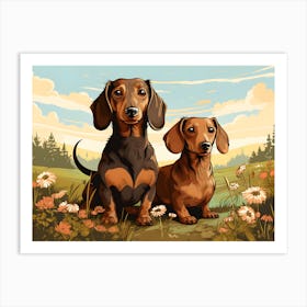 Dachshund Dogs In The Countryside Art Print