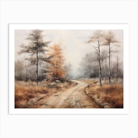 A Painting Of Country Road Through Woods In Autumn 20 Art Print