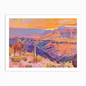 Cowboy Painting Grand Canyon Arizona 2 Art Print