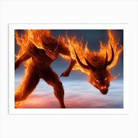 Demon On Fire Art Print