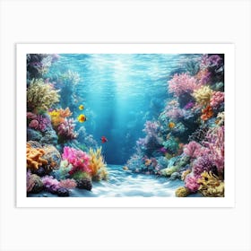 3d Underwater Coral Reef With Sea Life 1 Art Print