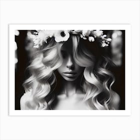 Blond Woman With Flower Crown Art Print