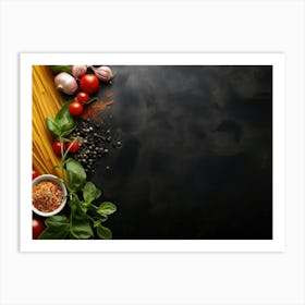 Pasta On A Black Background 2 Art Print