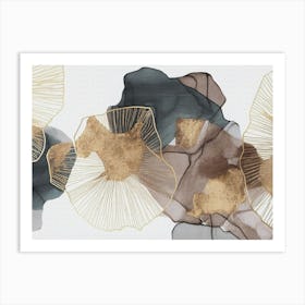 Gold And Silver Leaves Art Print