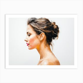 Side Profile Of Beautiful Woman Oil Painting 97 Art Print