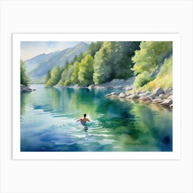 Swimming In A Lake Art Print