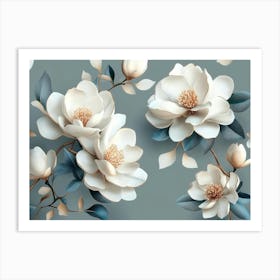 Abstract Background Of 3d Magnolia Flowers 7 Art Print