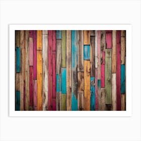 Colorful wood plank texture background 2 Art Print