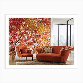 Autumn Foliage Comes Alive In This Design Leaves Flaunting A Riot Of Colors Including Crimson Verm (1) Art Print