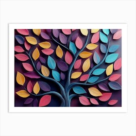 Colorful Tree with Leaves on Hanging Branches 17 Art Print