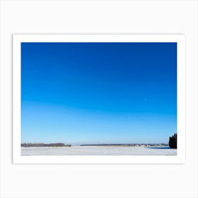 Snowy Field With Blue Sky Art Print