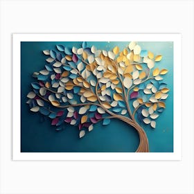 Colorful Tree With Leaves On Hanging Branches 12 Art Print