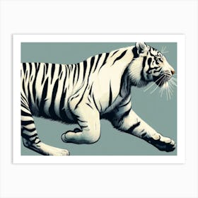 Running tiger wall art poster Art Print