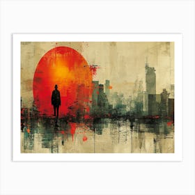 Temporal Resonances: A Conceptual Art Collection. Sunset City Art Print