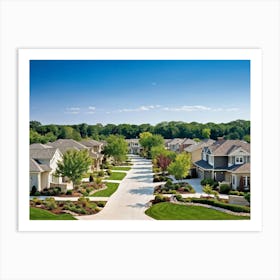 An Elegant Upscale Suburban Residential Real Estate Landscape Displaying Meticulous Homes Immersed (4) Art Print