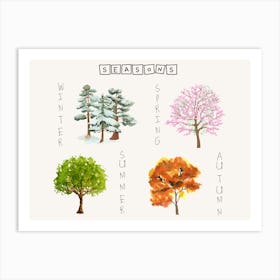 Watercolor Autumn Trees Kids and Nursery Art Print