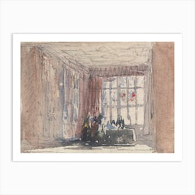 A Tudor Room With Figures, Possibly Hardwick Hall Or Haddon Hall, David Cox Art Print