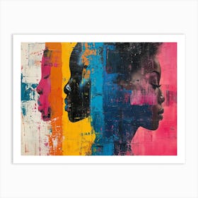 Colorful Chronicles: Abstract Narratives of History and Resilience. Three Women'S Faces 2 Art Print