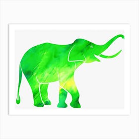 Animal Negative Space ― Elephant Green Background Art Print