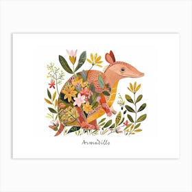 Little Floral Armadillo 1 Poster Art Print