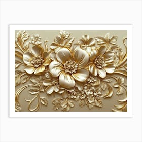 Gold Flowers 49 Art Print