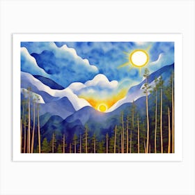 Sunset In The Mountains Art Print