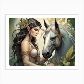 Cute Fairy with Horse Art Print