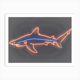 Orange Smooth Hammerhead Neon Shark 2 Art Print
