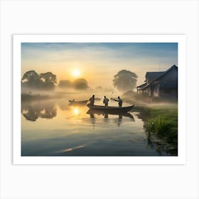 Sunrise On The River paintings art print Art Print