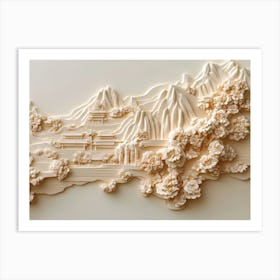 Beautiful Landscape Chinese Relief Art Print