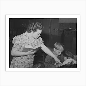 Teacher Helps Pupil With His Reading, Fsa (Farm Security Administration) Camp For Farm Workers, Caldwell, Art Print