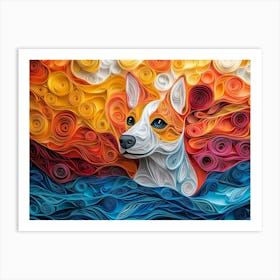 Basenji Paper Quilling Portrait II Art Print